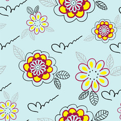 Seamless pattern with yellow flowers