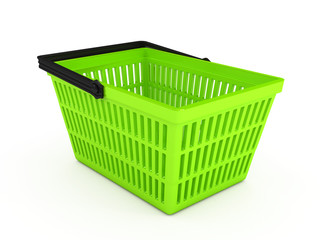 Shopping basket over white background