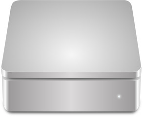 Aluminium external hard disk isolated on white