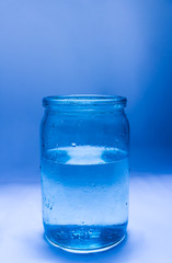 bank of glass on a blue beautiful background