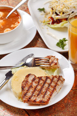grilled steak with potatoes