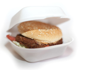 hamburger dans une boîte blanche