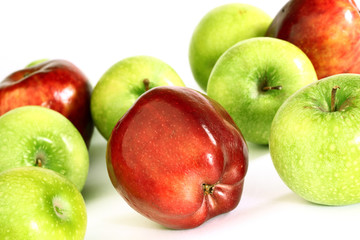red and green apples