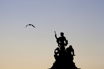 Rome - silhouette of statue from Vittorio Emenuele landmark