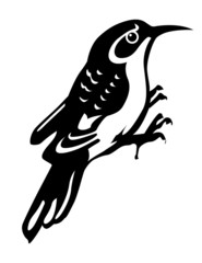 silhouette of the timber bird on white background