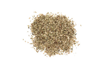 a little mount of oregano leafs isolated in white