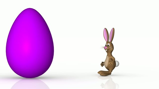 Osterhase h&uuml;pft zu Osterei