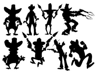 Set of cowboy silhouettes