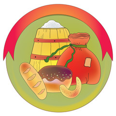 Icon of bakery with bread and bow space