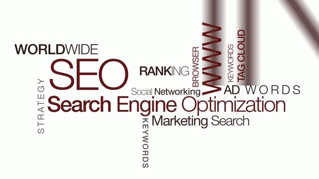 SEO Search Engine Optimization animation video tag cloud