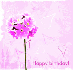 happy birthday card with pink flowers