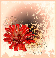 abstract background with red flower