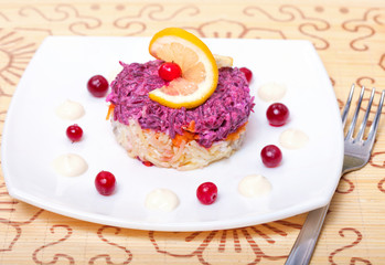 Salad of vegetables and fish
