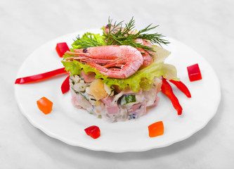 Salad of vegetables and shimp