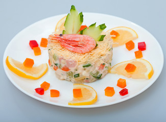 Salad of vegetables and shimp