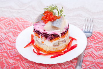 Salad of vegetables and fish