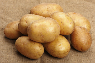 Potatoes on a sacking