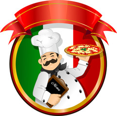Chef pizza vector