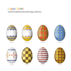 Eight traditional painted easter eggs.