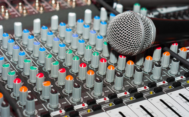 Texture of an audio mixer with microphone