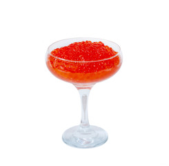 The vase with salmon caviar, isolated