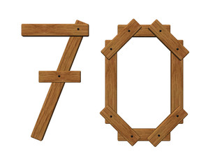 wooden number seventy