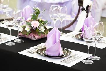 close-up catering table set