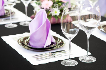 close-up catering table set