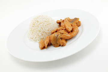 Hähnchenbrustgeschnetzeltes, Reis
