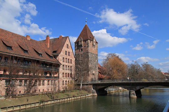 Vordere Insel Sch&uuml;tt, Schuldturm und Heubr&uuml;cke N&uuml;rnberg