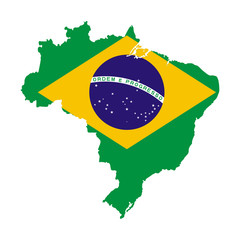 Brazil flag on map