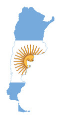 Argentina flag on map