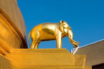 A golden elephant, Thai art of temple in Thailand