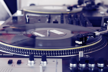 Turntable playing vinyl music record