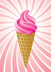 vector icecream cone on retro background