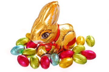 easter chocolate bunny and eggs © teressa