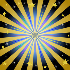 Fond rayons or étoilé