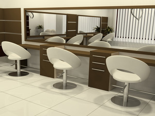 Perspective of Interior Hair Salon