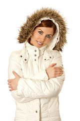 Attractive woman wearing winter coat