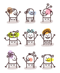 set of female avatars - good moods