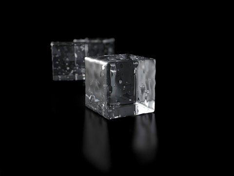 Ice cubes isolated on black background