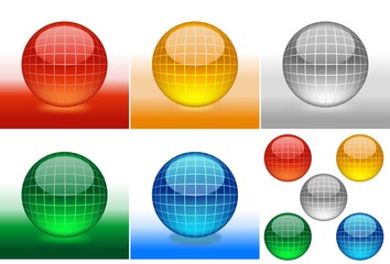 Glossy sphere with 3d grid pattern