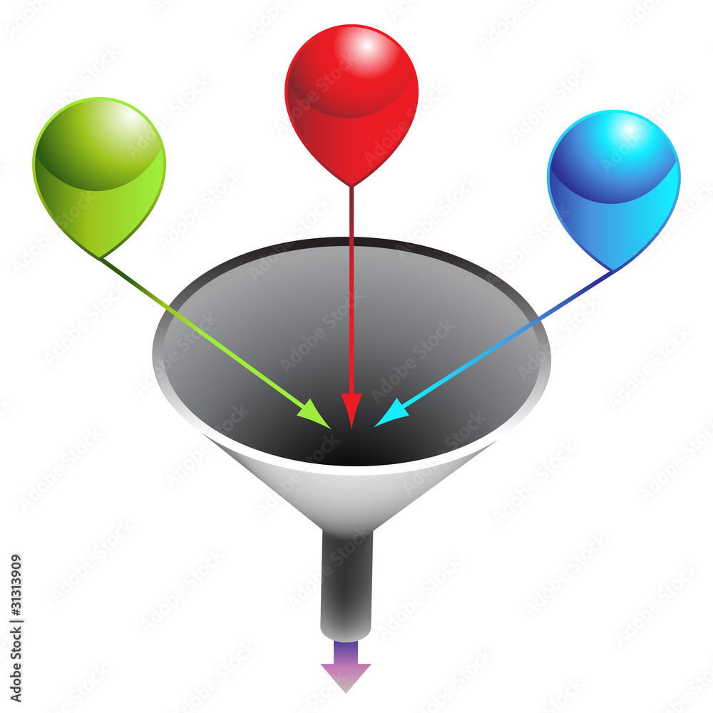 Sticker Three Stage Funnel Chart