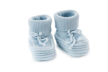 Woven baby shoes isolated on white background