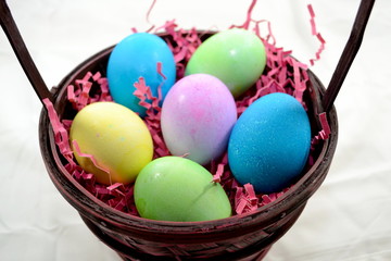 Easter Basket of Colored Eggs