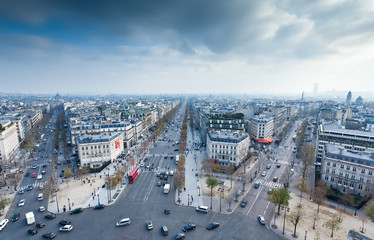 Naklejka premium view from the Arc de Triumph across Paris