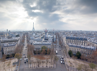 view from the Arc de Triumph across Paris