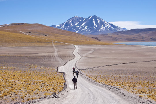 Turistas en el Altiplano en Chile