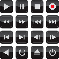 Multimedia control glossy icon set for web, applications, electr