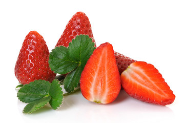 pile of strawberries on white background - 31330354